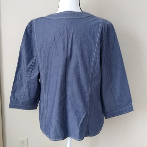 Denim & Co. Two Piece Pantsuit /Top & High-Waisted Cropped Ankle Pants L Blue - Picture 10 of 16